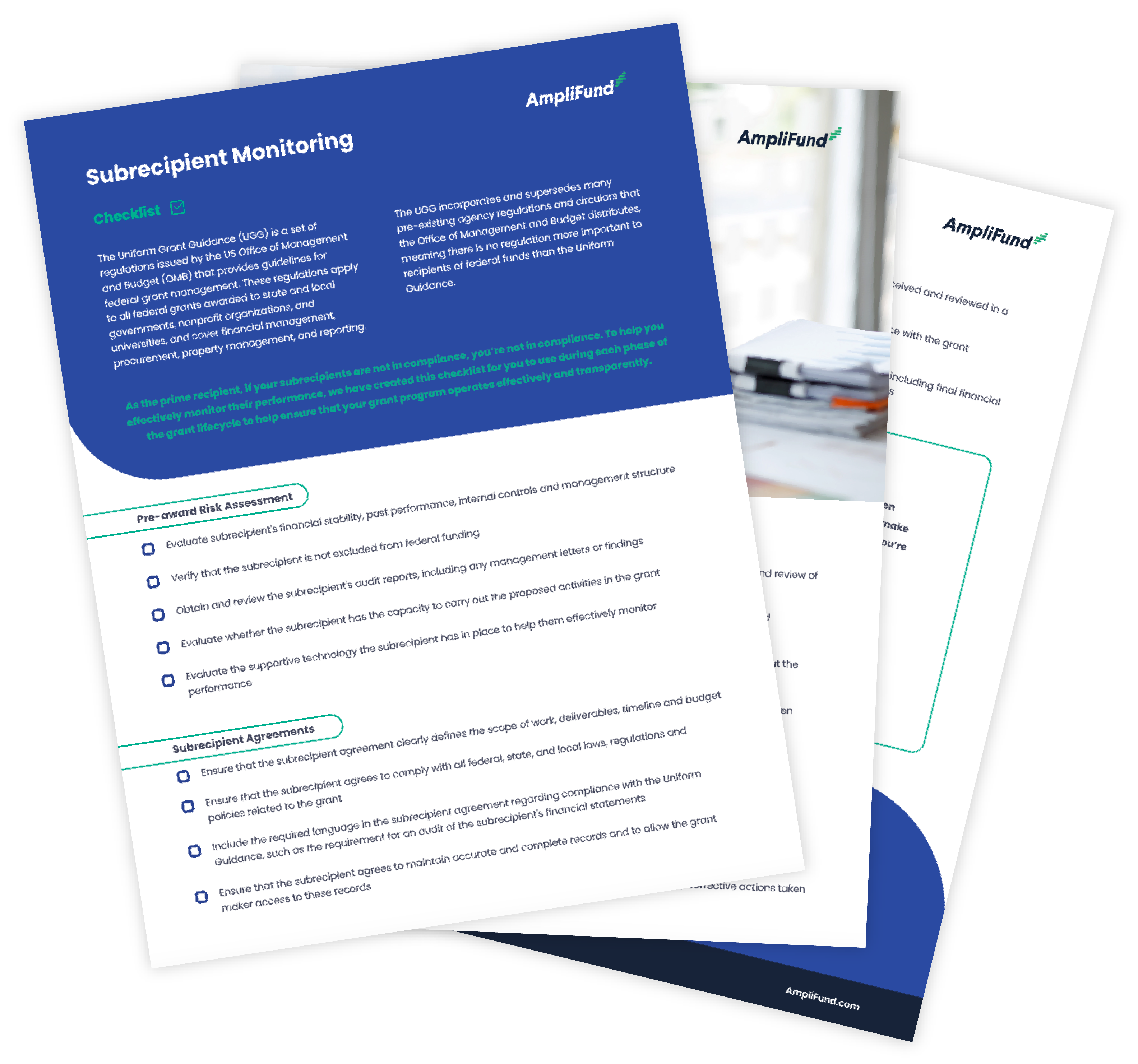 pages of AmpliFund's Subrecipient Monitoring Checklist