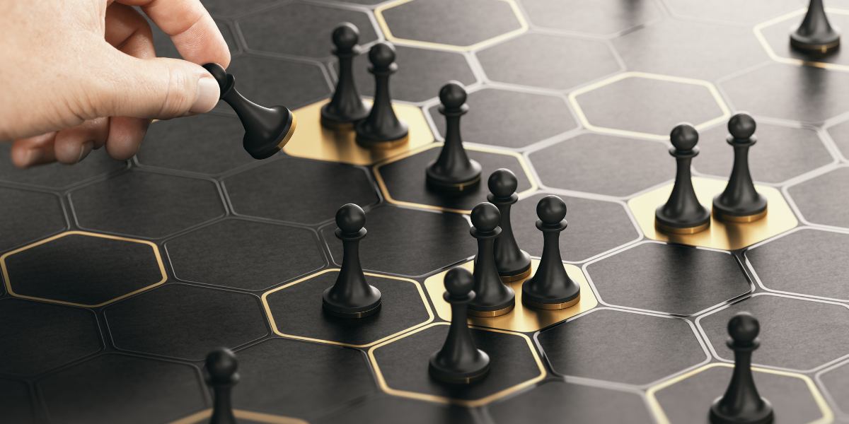 Chess pieces on a board that grant seekers use to developing awarding strategies