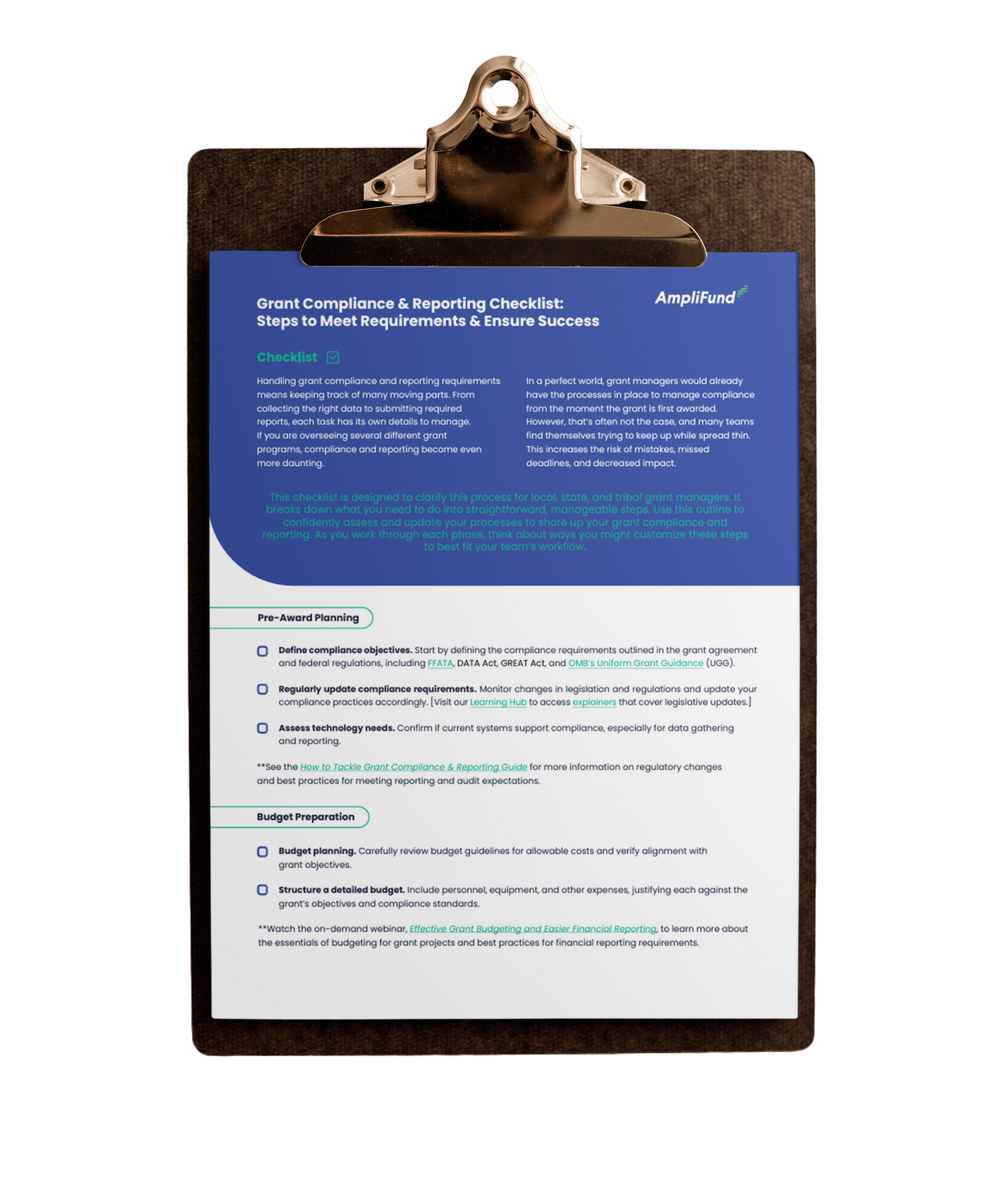 Grant Compliance and Reporting Checklist Image