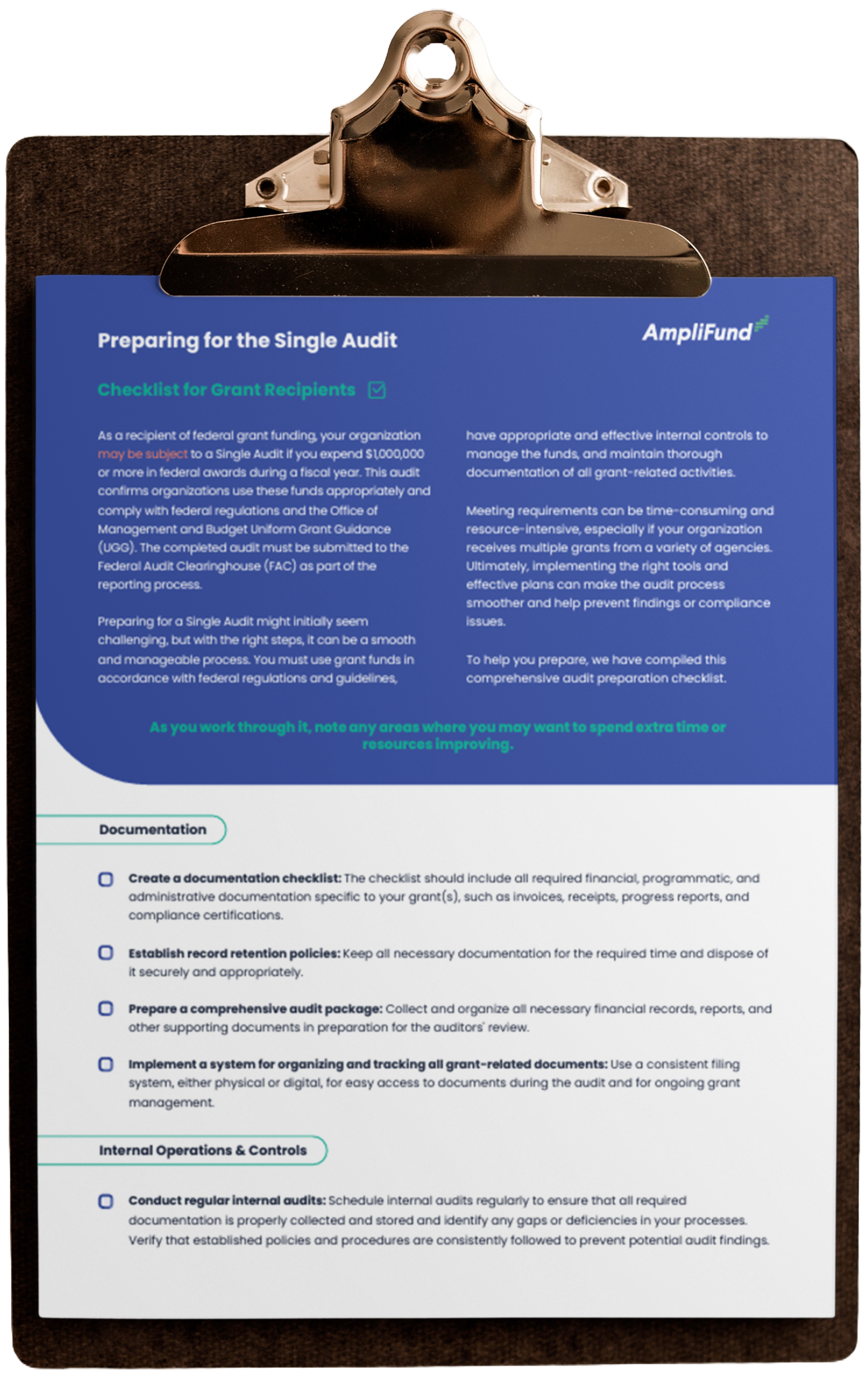 A checklist for grant recipients to prepare for the Single Audit