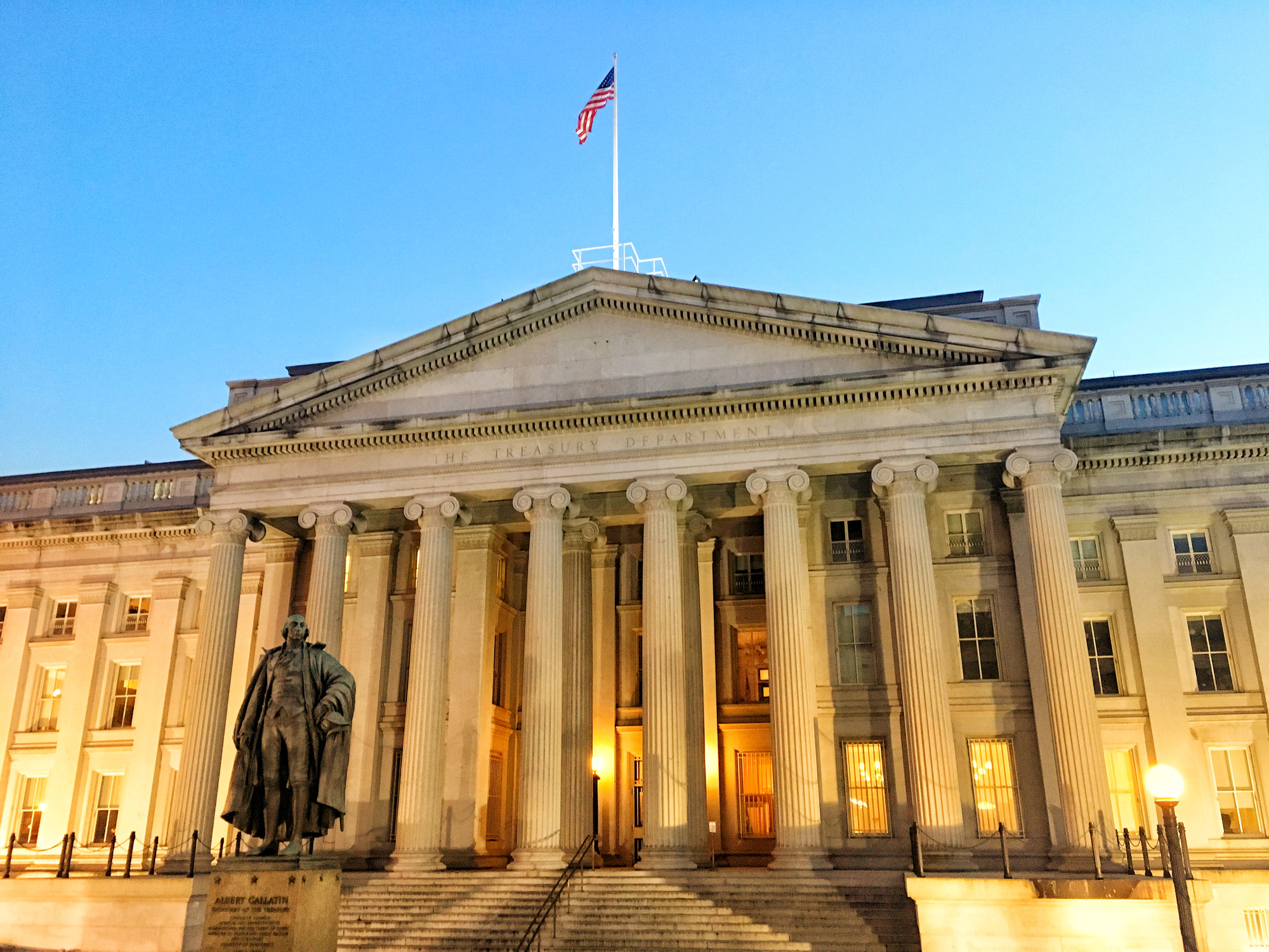 Treasury building where the Treasury's March 2025 SLFRF Notice for Government grant managers was issued.